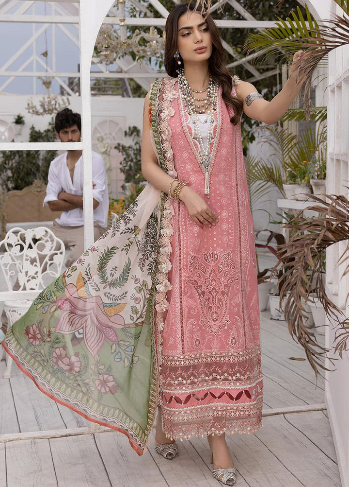 Hazel By Izel Embroidered Lawn Suits Unstitched 3 Piece IZL23H HLLC-10 Flamingo - Luxury Collection