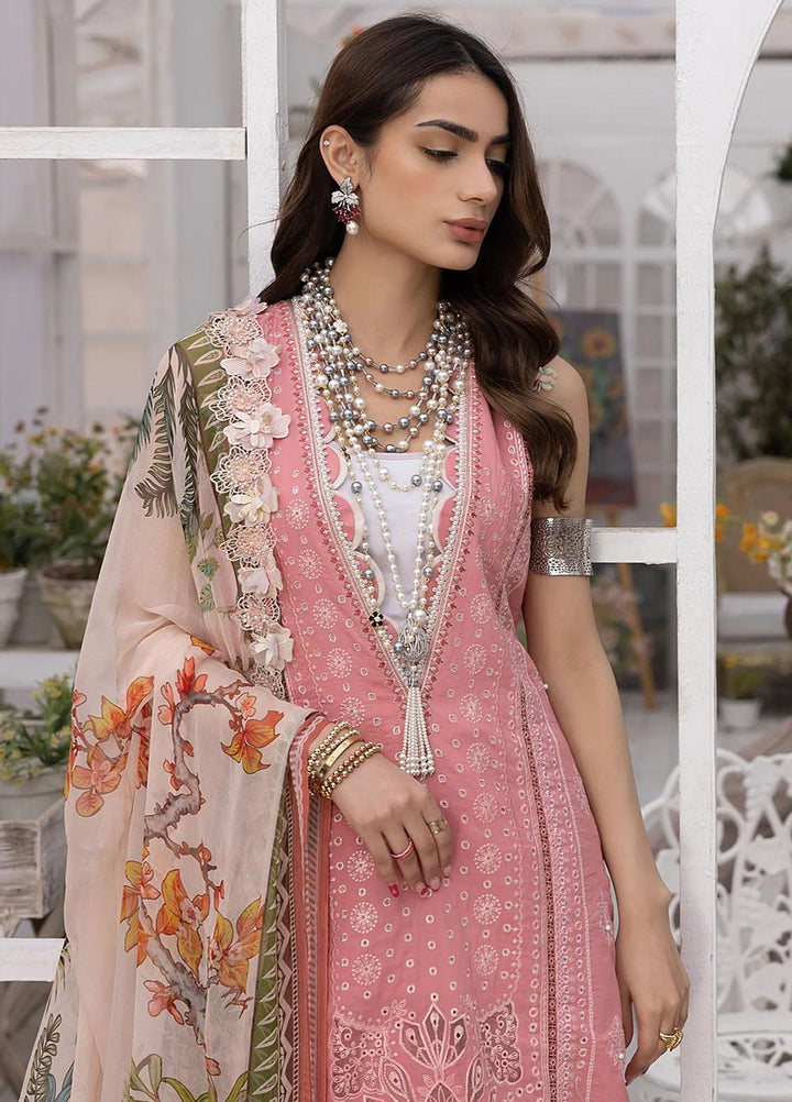 Hazel By Izel Embroidered Lawn Suits Unstitched 3 Piece IZL23H HLLC-10 Flamingo - Luxury Collection