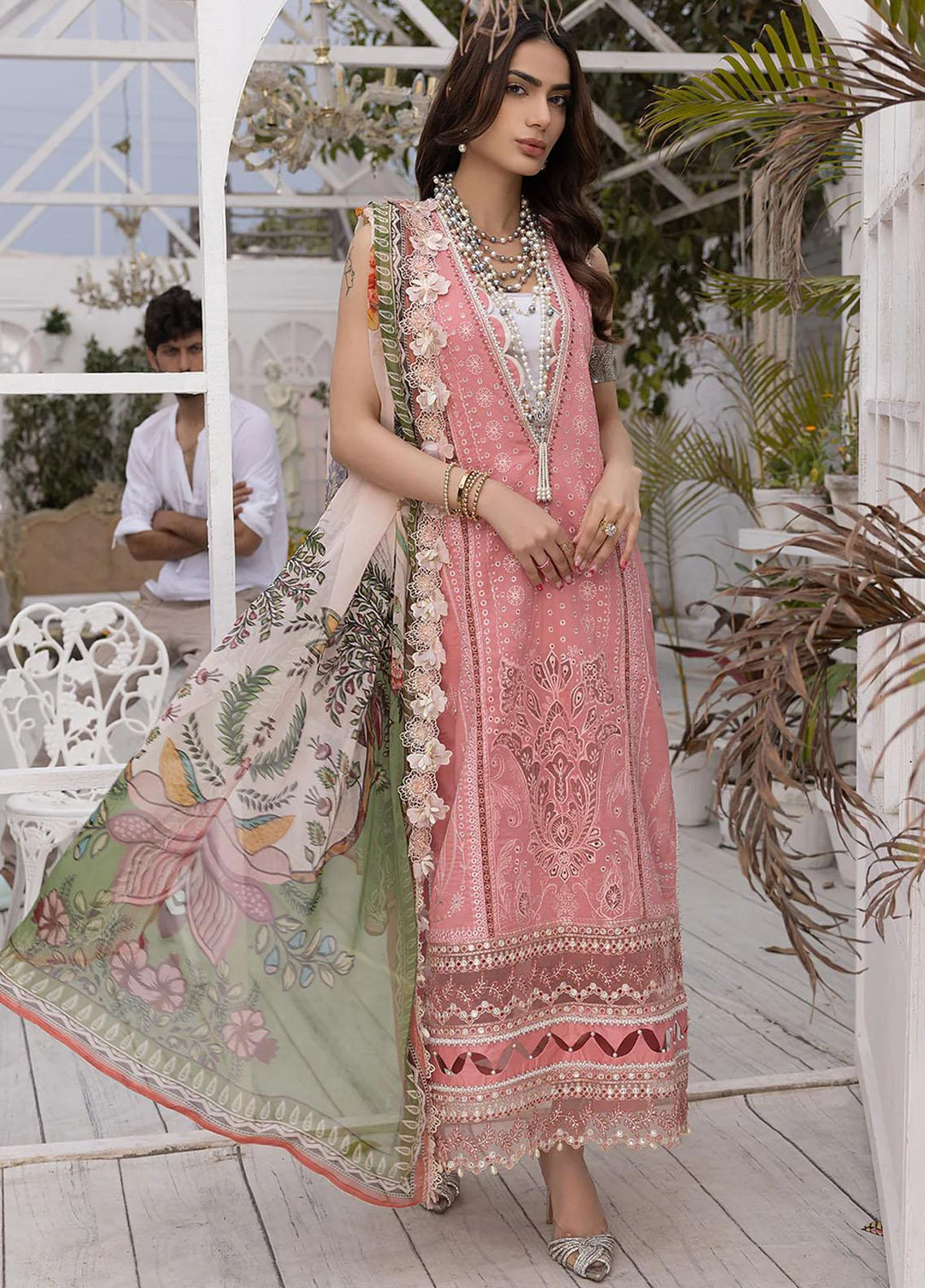 Hazel By Izel Embroidered Lawn Suits Unstitched 3 Piece IZL23H HLLC-10 Flamingo - Luxury Collection