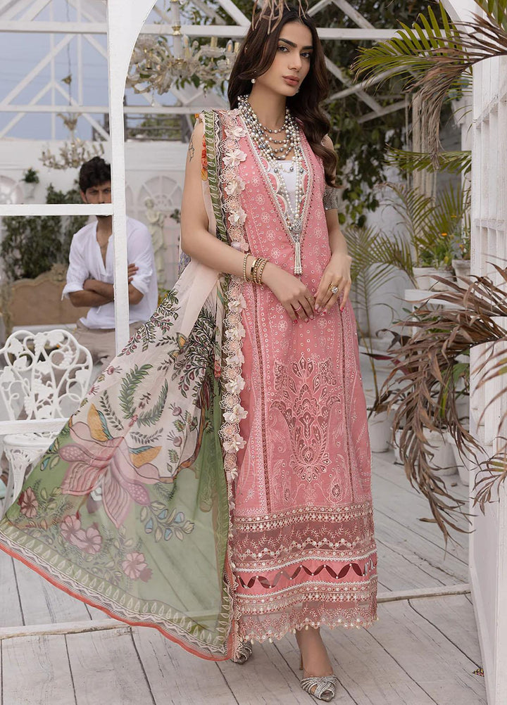 Hazel By Izel Embroidered Lawn Suits Unstitched 3 Piece IZL23H HLLC-10 Flamingo - Luxury Collection