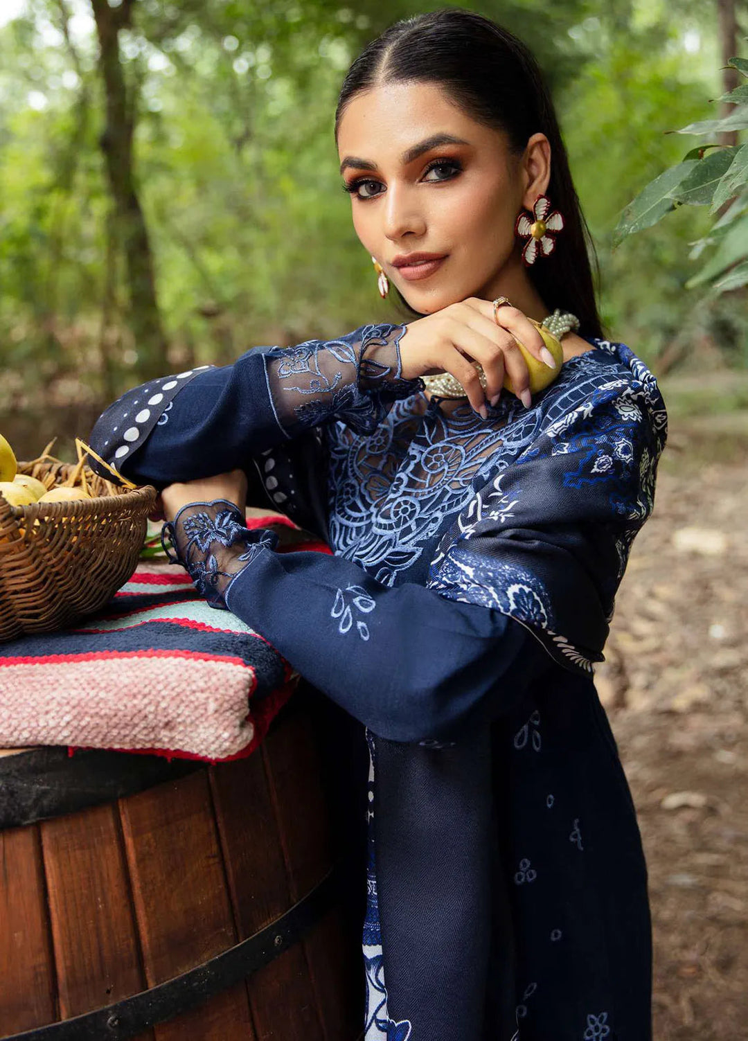 Hazel By Mahnur Embroidered Slub Linen Suit Unstitched 3 Piece MN24H RL-01 Lanthe - Winter Collection