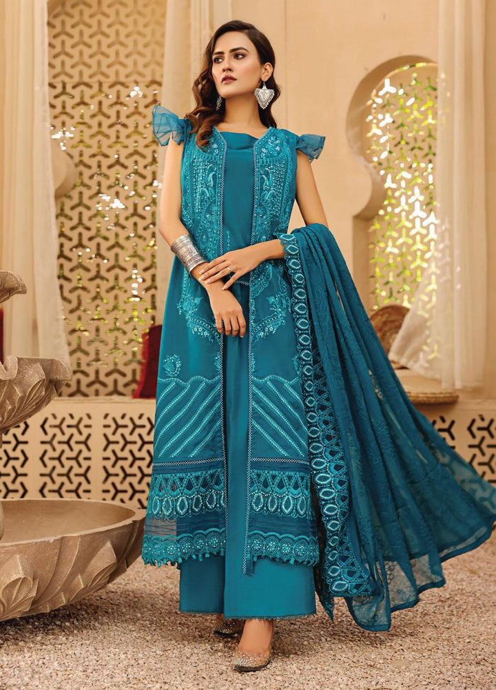 Hazoori Baagh By Humdum Embroidered Lawn Suits Unstitched 3 Piece HD23HB D-3 - Summer Collection