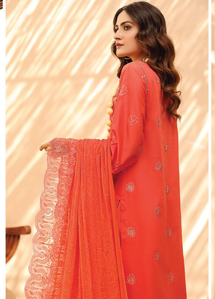 Hazoori Baagh By Humdum Embroidered Lawn Suits Unstitched 3 Piece HD23HB D-5 - Summer Collection