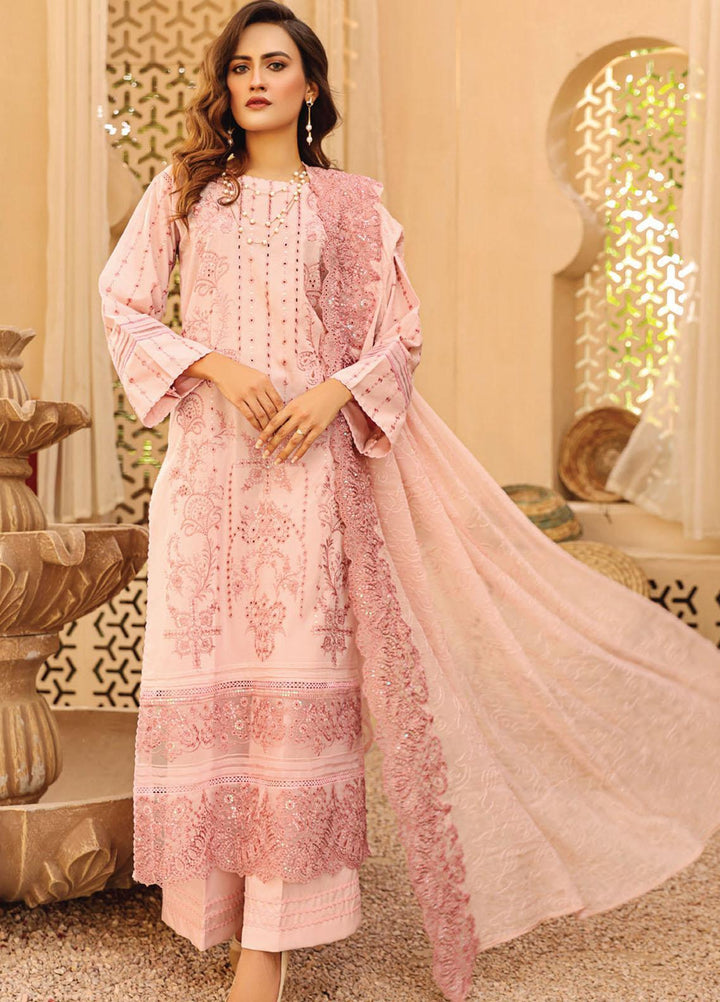 Hazoori Baagh By Humdum Embroidered Lawn Suits Unstitched 3 Piece HD23HB D-8 - Summer Collection