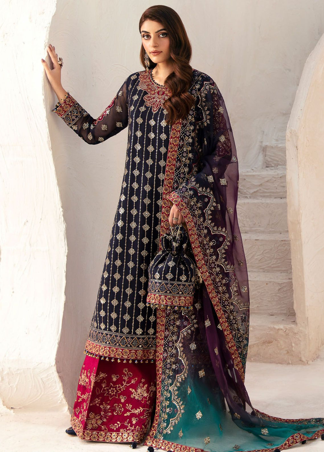 Heer By Alizeh Embroidered Chiffon Suit Unstitched 3 Piece AFB24HF 03-Nagar - Luxury Formal Collection