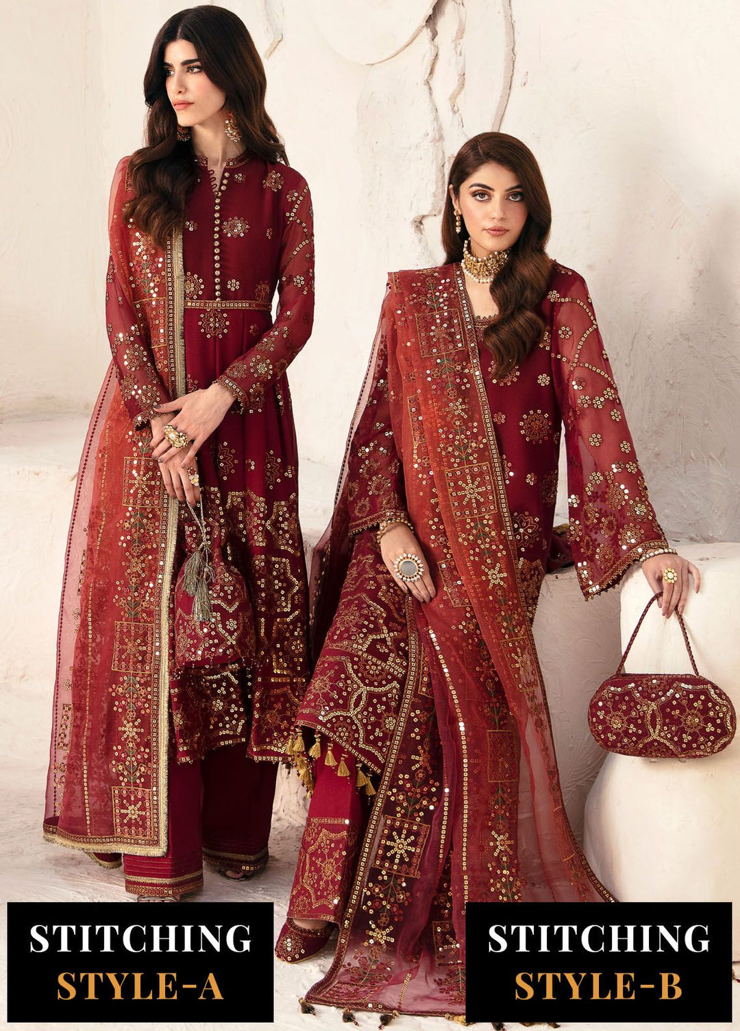 Heer By Alizeh Embroidered Chiffon Suit Unstitched 3 Piece AFB24HF 06-Aween - Luxury Formal Collection