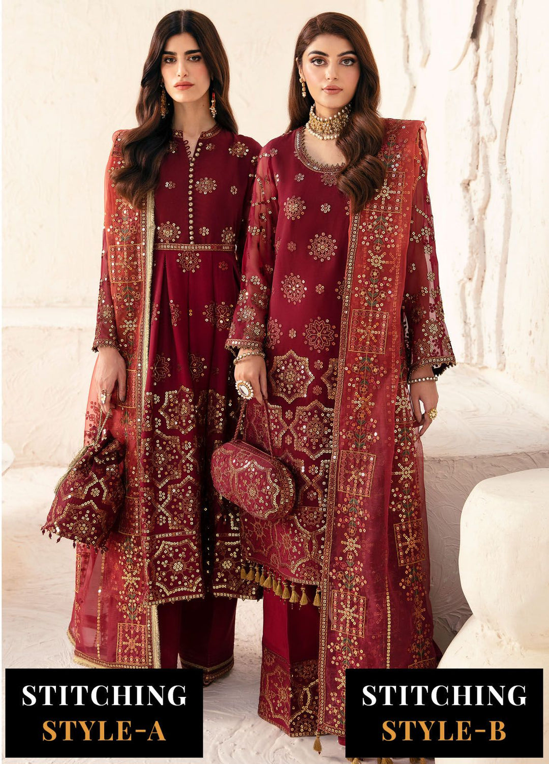 Heer By Alizeh Embroidered Chiffon Suit Unstitched 3 Piece AFB24HF 06-Aween - Luxury Formal Collection