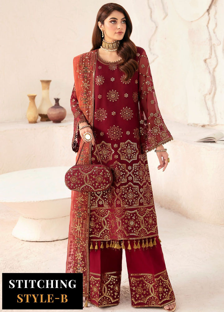 Heer By Alizeh Embroidered Chiffon Suit Unstitched 3 Piece AFB24HF 06-Aween - Luxury Formal Collection