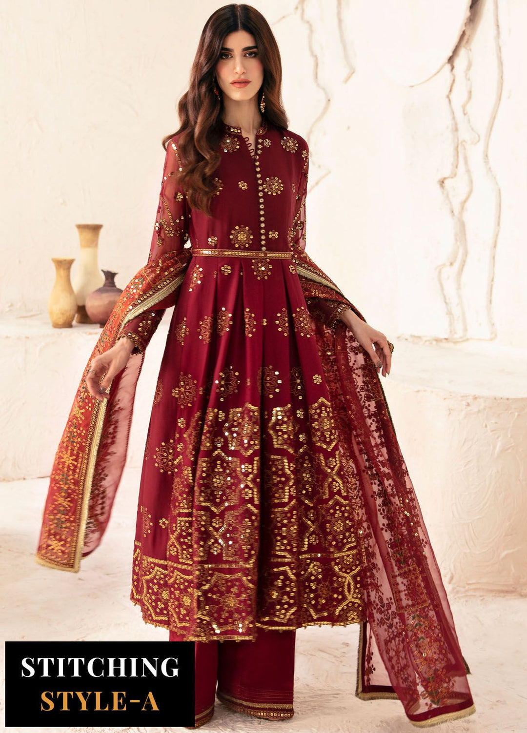 Heer By Alizeh Embroidered Chiffon Suit Unstitched 3 Piece AFB24HF 06-Aween - Luxury Formal Collection
