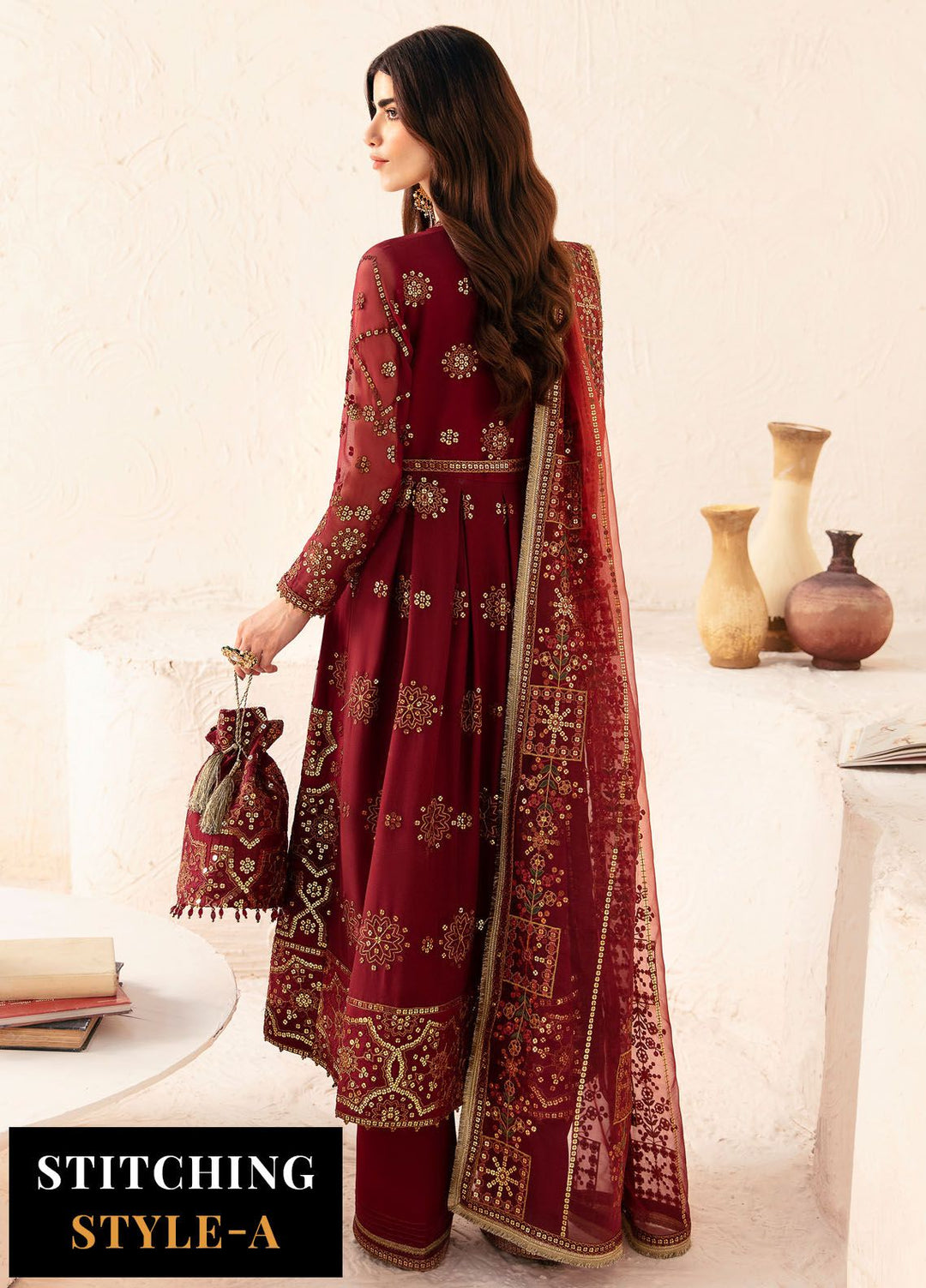 Heer By Alizeh Embroidered Chiffon Suit Unstitched 3 Piece AFB24HF 06-Aween - Luxury Formal Collection