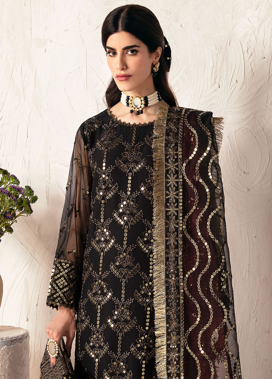 Heer By Alizeh Embroidered Chiffon Suit Unstitched 3 Piece AFB24HF 08-Sajal - Luxury Formal Collection