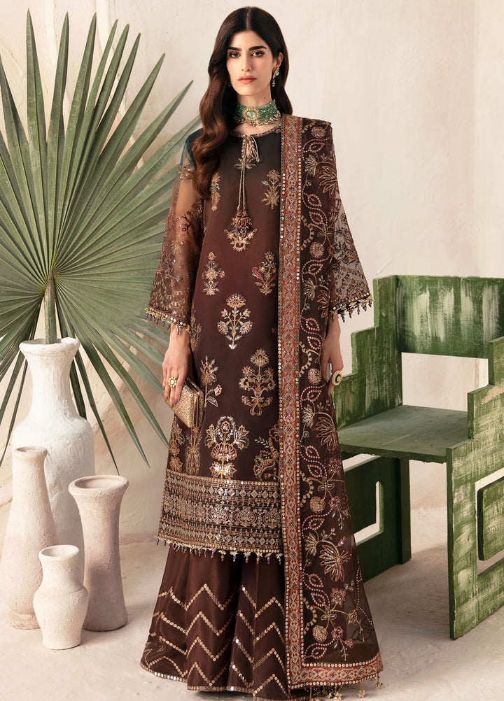 Heer By Alizeh Embroidered Organza Suit Unstitched 3 Piece AFB24HF 01-Hazel - Luxury Formal Collection