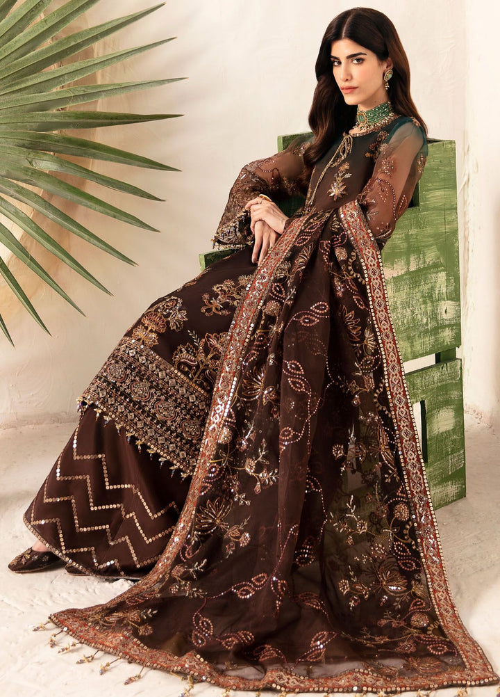 Heer By Alizeh Embroidered Organza Suit Unstitched 3 Piece AFB24HF 01-Hazel - Luxury Formal Collection