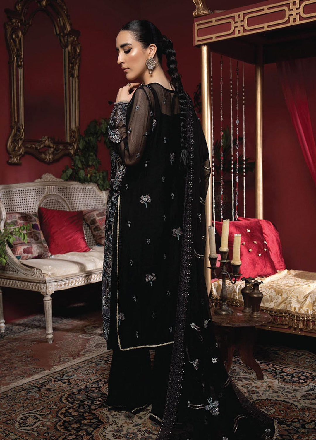 Heer By Humdum Embroidered Chiffon Suits Unstitched 3 Piece HD23HR D-01 - Formal Collection