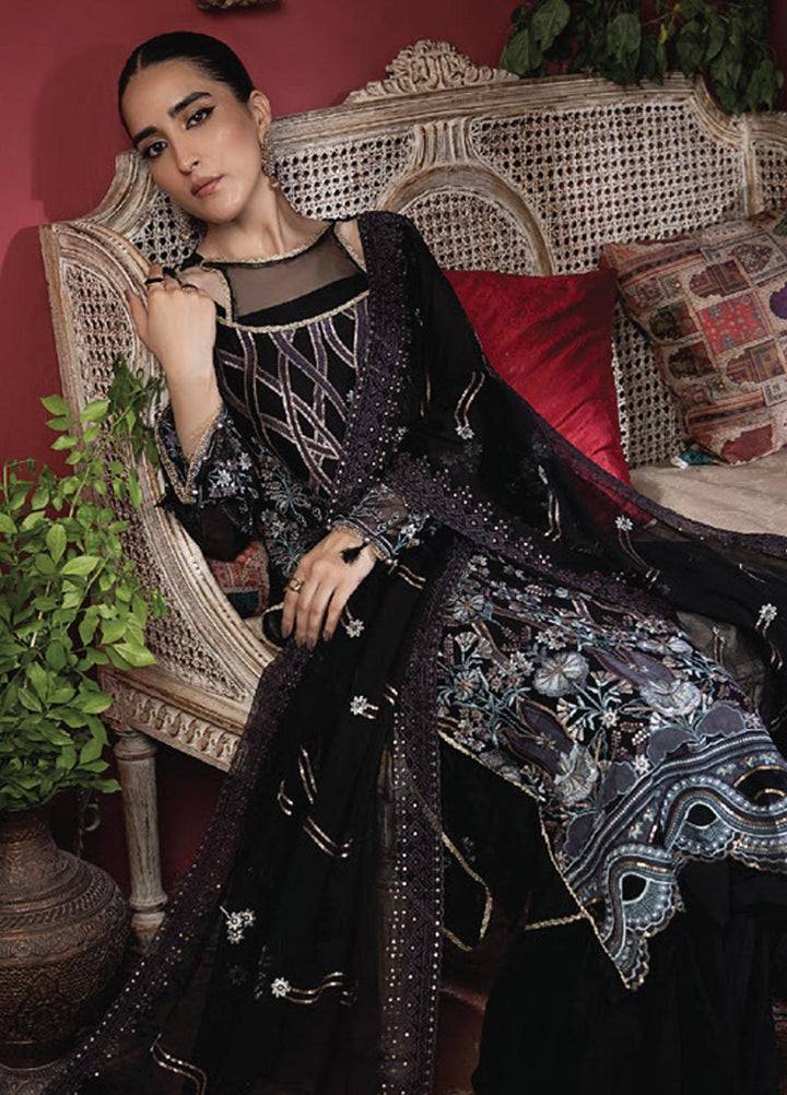 Heer By Humdum Embroidered Chiffon Suits Unstitched 3 Piece HD23HR D-01 - Formal Collection