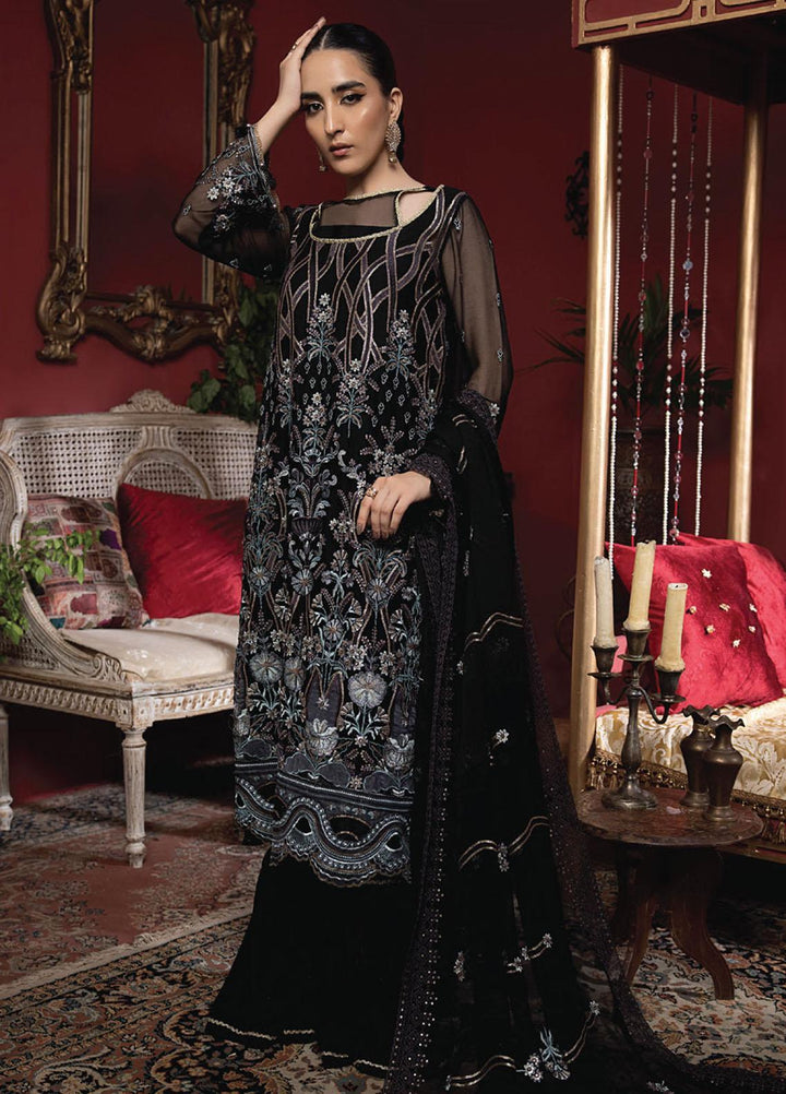 Heer By Humdum Embroidered Chiffon Suits Unstitched 3 Piece HD23HR D-01 - Formal Collection