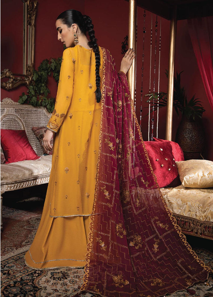 Heer By Humdum Embroidered Chiffon Suits Unstitched 3 Piece HD23HR D-02 - Formal Collection