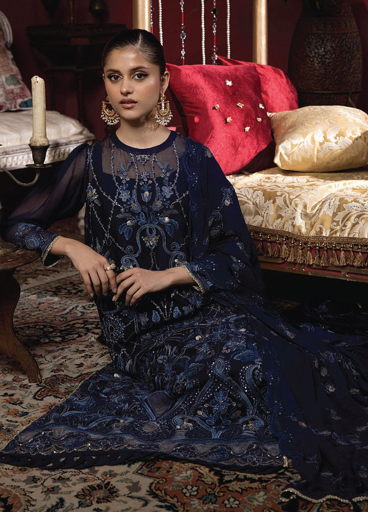 Heer By Humdum Embroidered Chiffon Suits Unstitched 3 Piece HD23HR D-04 - Formal Collection