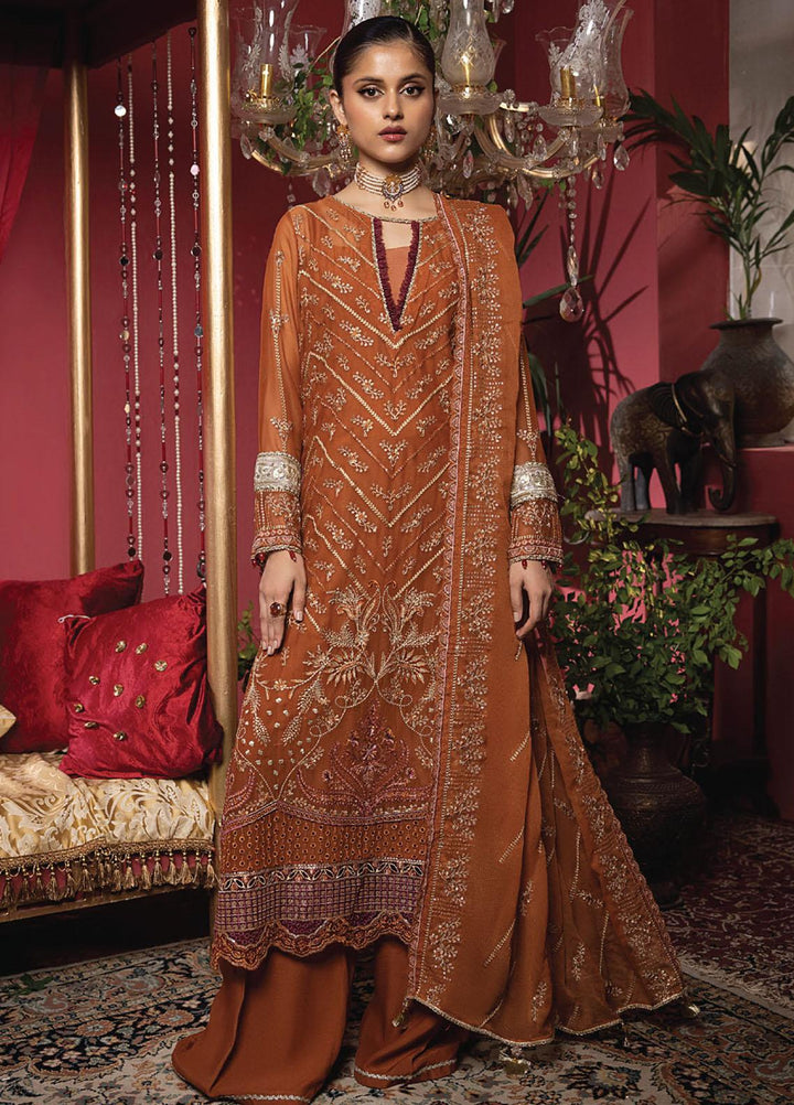 Heer By Humdum Embroidered Chiffon Suits Unstitched 3 Piece HD23HR D-05 - Formal Collection