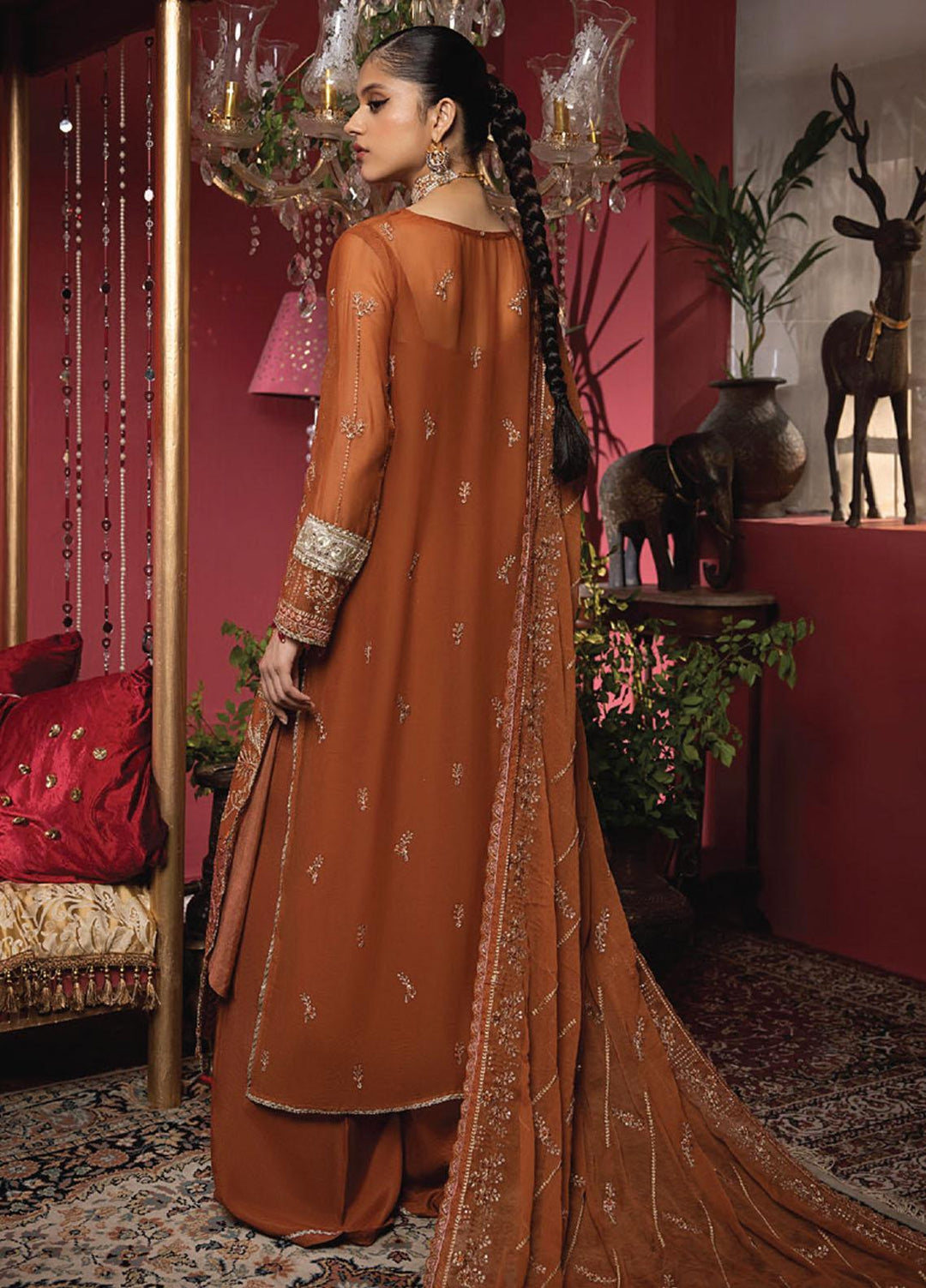 Heer By Humdum Embroidered Chiffon Suits Unstitched 3 Piece HD23HR D-05 - Formal Collection