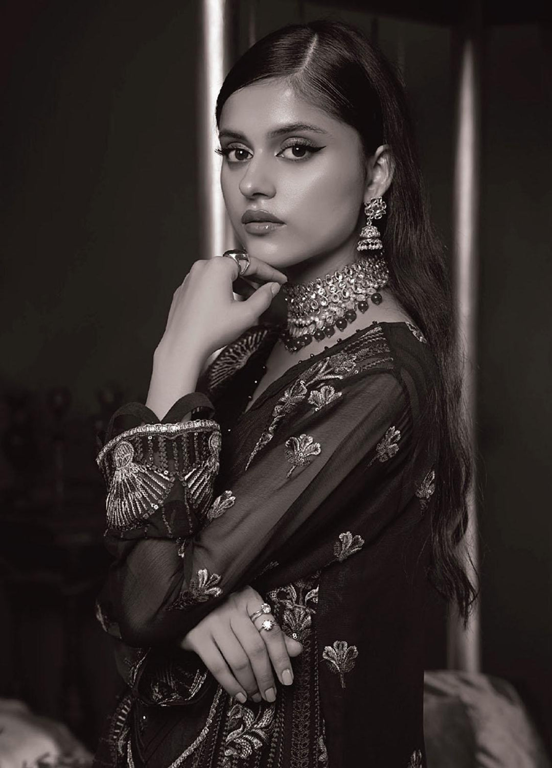 Heer By Humdum Embroidered Chiffon Suits Unstitched 3 Piece HD23HR D-06 - Formal Collection