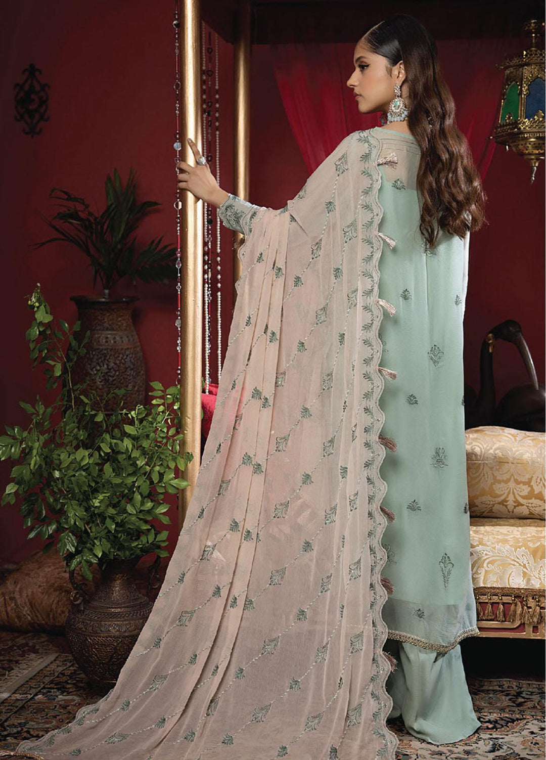 Heer By Humdum Embroidered Chiffon Suits Unstitched 3 Piece HD23HR D-07 - Formal Collection