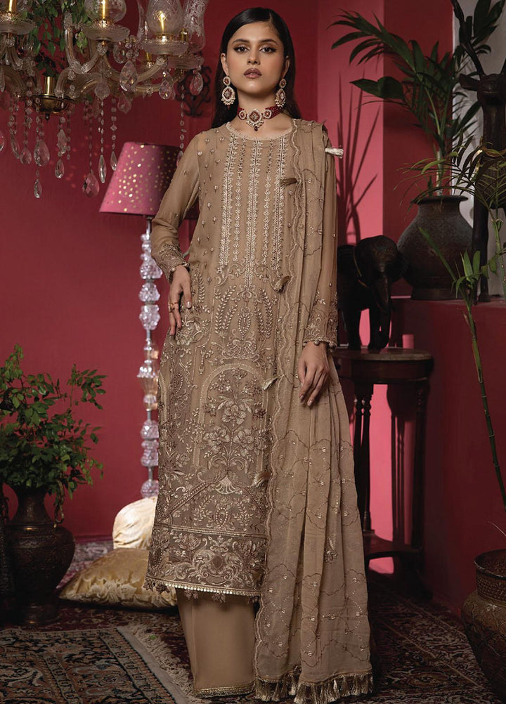 Heer By Humdum Embroidered Chiffon Suits Unstitched 3 Piece HD23HR D-08 - Formal Collection