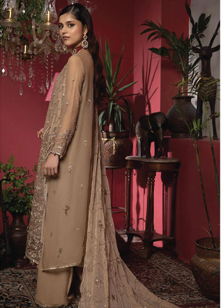 Heer By Humdum Embroidered Chiffon Suits Unstitched 3 Piece HD23HR D-08 - Formal Collection