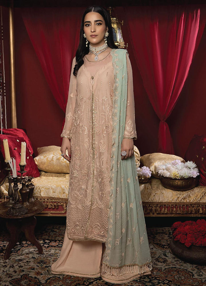 Heer By Humdum Embroidered Chiffon Suits Unstitched 3 Piece HD23HR D-09 - Formal Collection