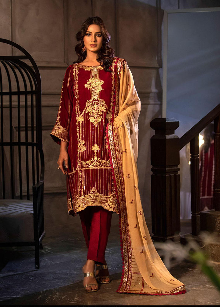Heer By Noorma Kaamal Embroidered Velvet Suits Unstitched 3 Piece NK22H NK-V-01 - Luxury Collection