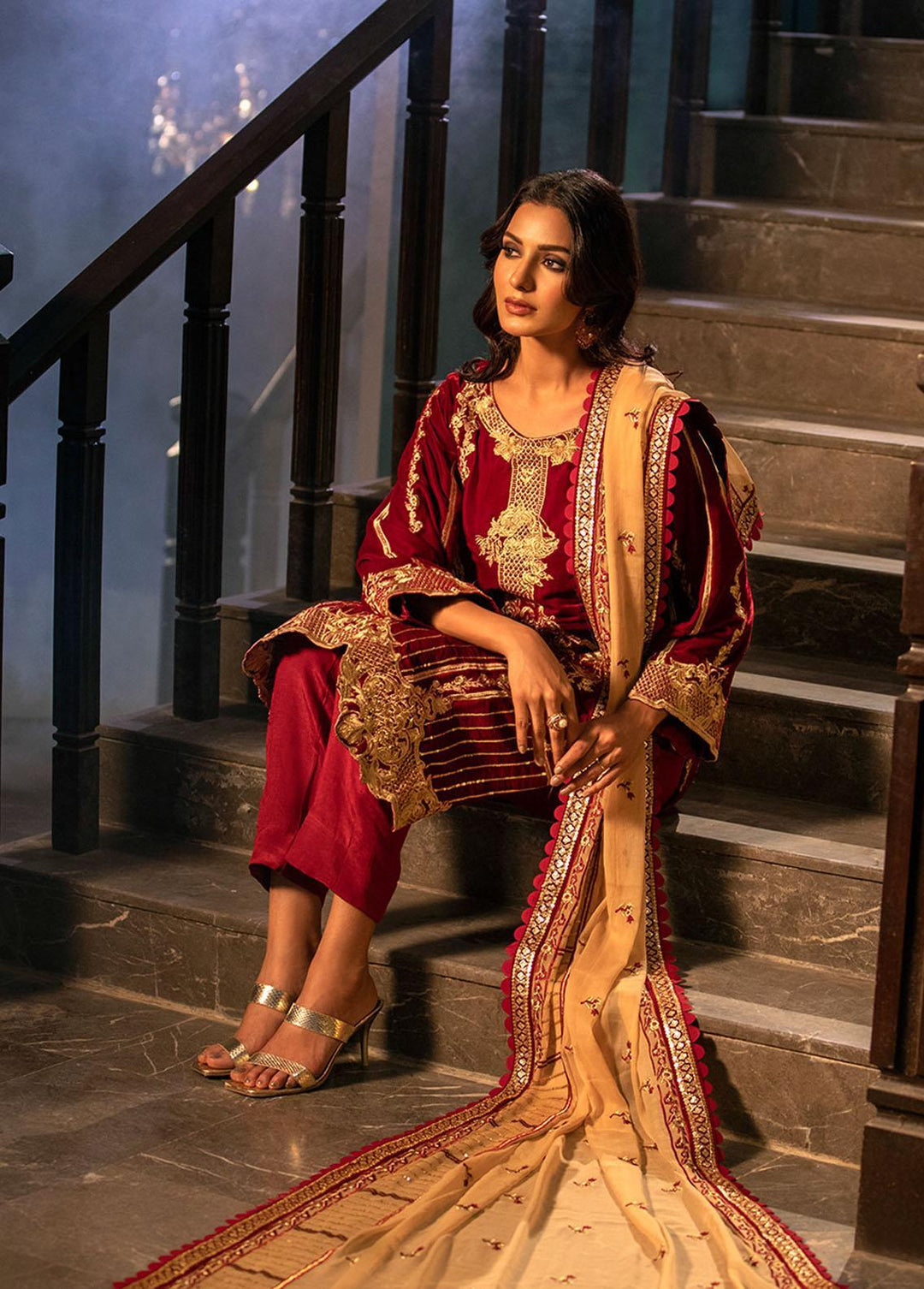 Heer By Noorma Kaamal Embroidered Velvet Suits Unstitched 3 Piece NK22H NK-V-01 - Luxury Collection