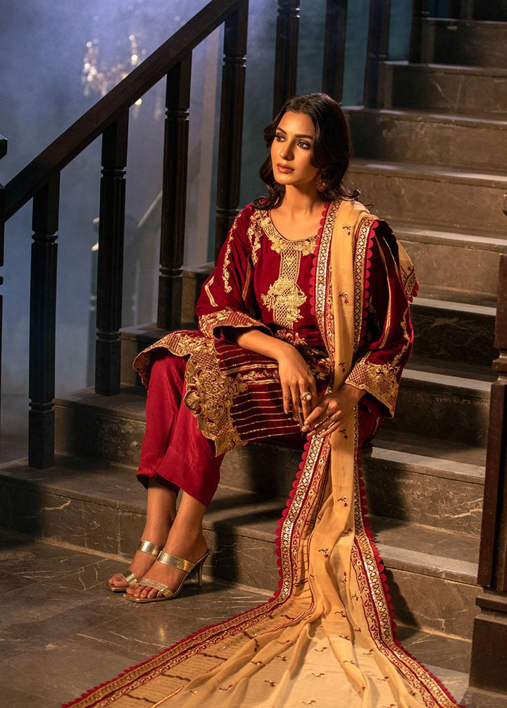 Heer By Noorma Kaamal Embroidered Velvet Suits Unstitched 3 Piece NK22H NK-V-01 - Luxury Collection