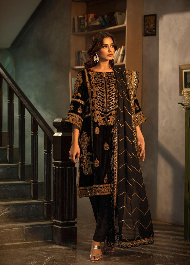 Heer By Noorma Kaamal Embroidered Velvet Suits Unstitched 3 Piece NK22H NK-V-02 - Luxury Collection