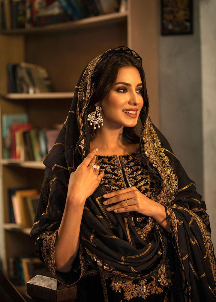 Heer By Noorma Kaamal Embroidered Velvet Suits Unstitched 3 Piece NK22H NK-V-02 - Luxury Collection