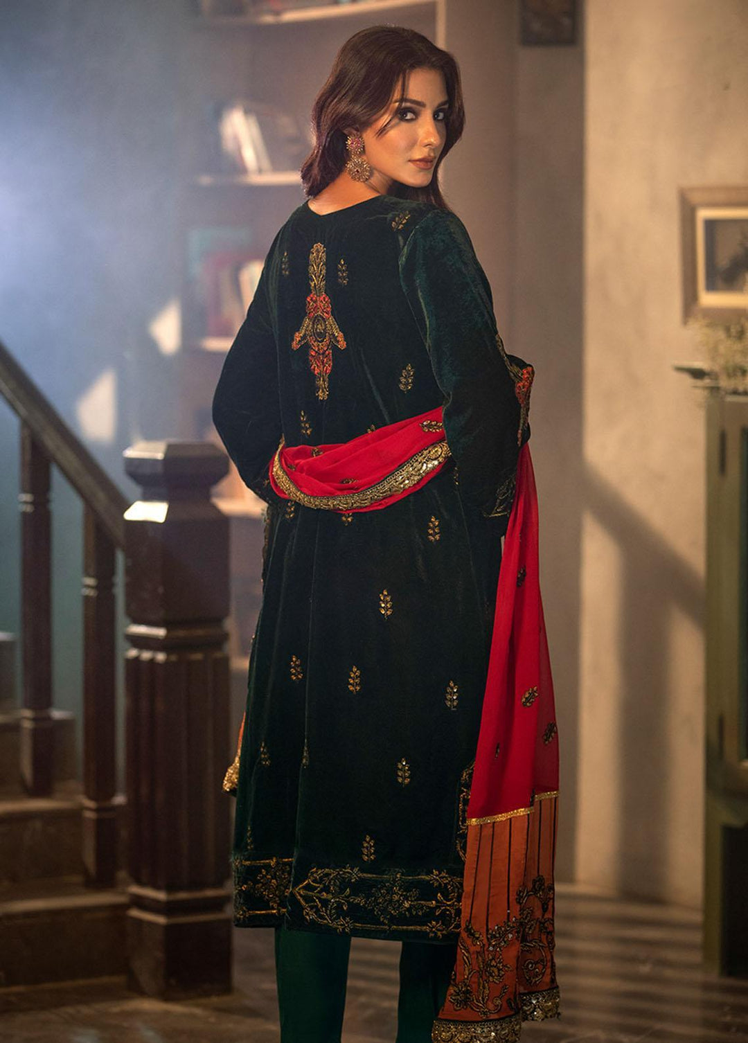 Heer By Noorma Kaamal Embroidered Velvet Suits Unstitched 3 Piece NK22H NK-V-04 - Luxury Collection