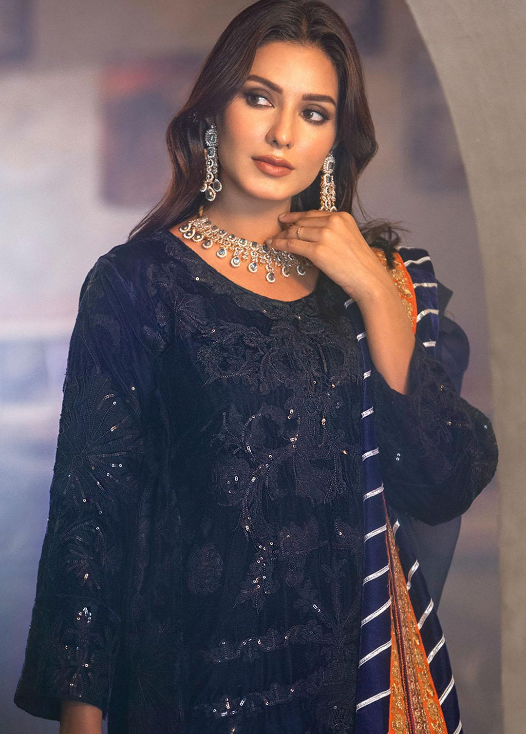 Heer By Noorma Kaamal Embroidered Velvet Suits Unstitched 3 Piece NK22H NK-V-06 - Luxury Collection