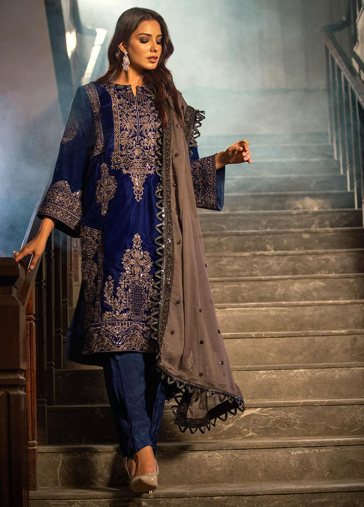 Heer By Noorma Kaamal Embroidered Velvet Suits Unstitched 3 Piece NK22H NK-V-07 - Luxury Collection