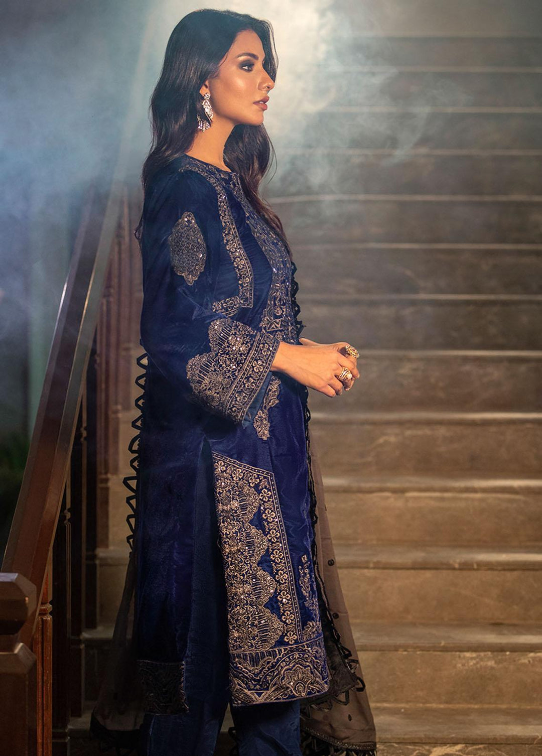 Heer By Noorma Kaamal Embroidered Velvet Suits Unstitched 3 Piece NK22H NK-V-07 - Luxury Collection