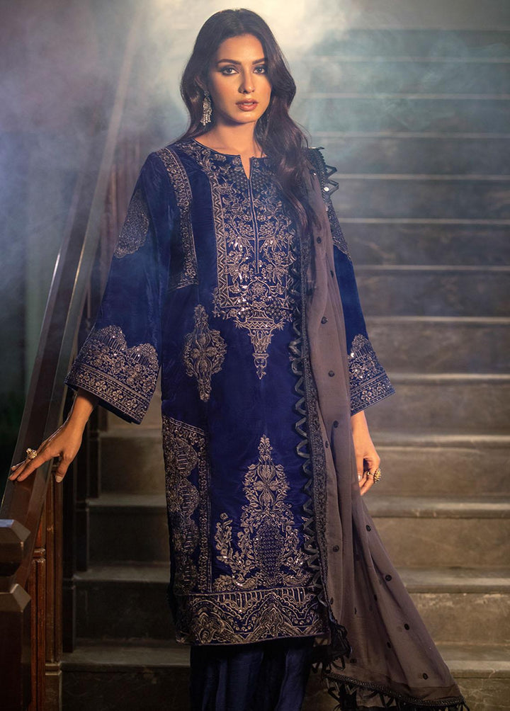 Heer By Noorma Kaamal Embroidered Velvet Suits Unstitched 3 Piece NK22H NK-V-07 - Luxury Collection