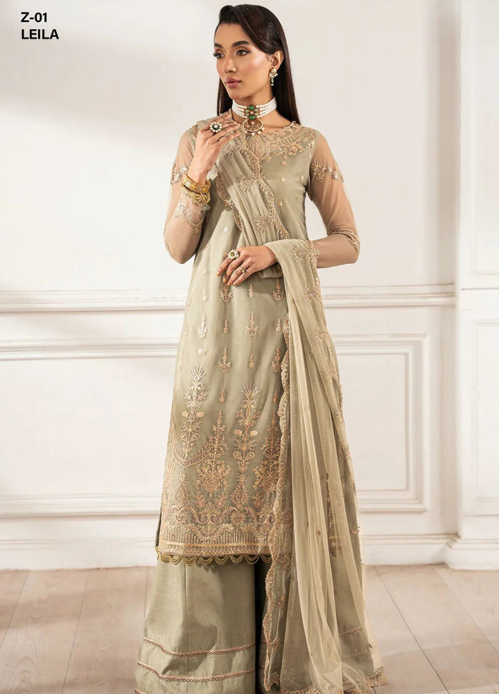 Heer by Zarif Embroidered Net Suit Pret 3 Piece ZR25UF Z-01 Leila - Formals Collection