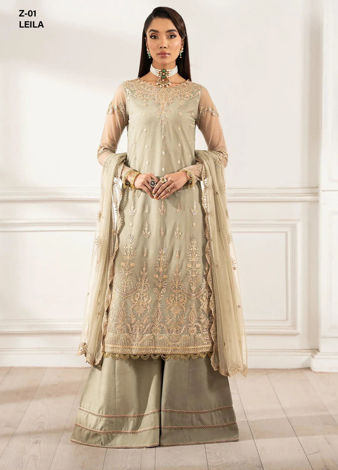 Heer by Zarif Embroidered Net Suit Pret 3 Piece ZF25HF Z-01 Leila - Formals Collection