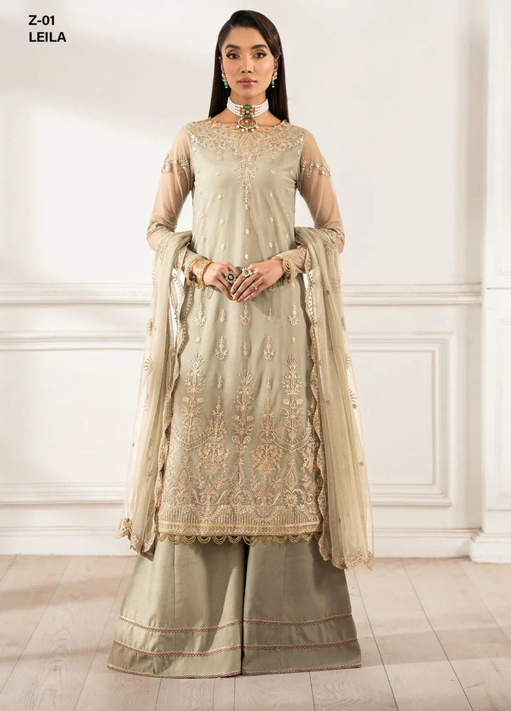 Heer by Zarif Embroidered Net Suit Pret 3 Piece ZF25HF Z-01 Leila - Formals Collection