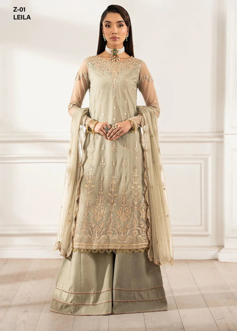 Heer by Zarif Embroidered Net Suit Pret 3 Piece ZR25UF Z-01 Leila - Formals Collection