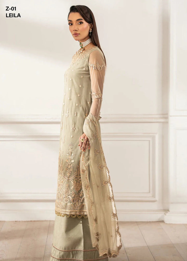 Heer by Zarif Embroidered Net Suit Pret 3 Piece ZF25HF Z-01 Leila - Formals Collection