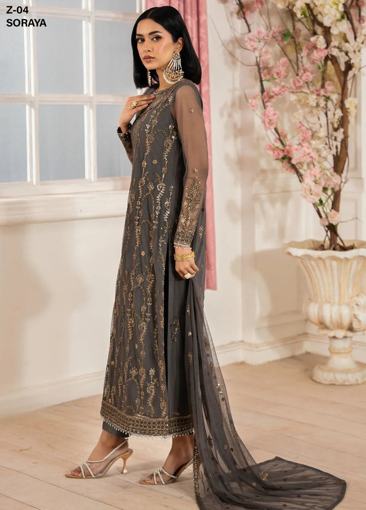 Heer by Zarif Embroidered Net Suit Pret 3 Piece ZF25HF Z-04 Soraya - Formals Collection