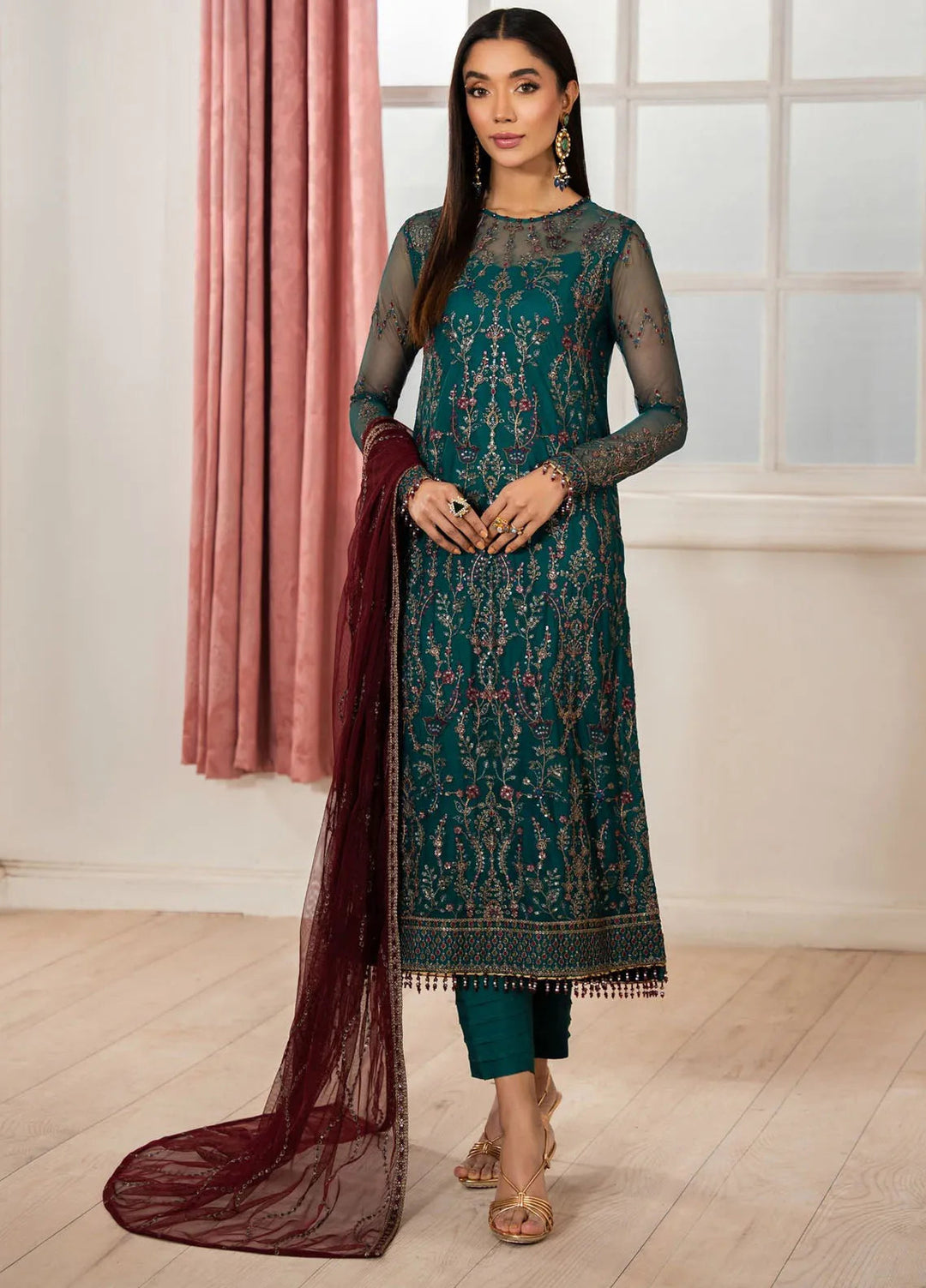 Heer by Zarif Embroidered Net Suit Pret 3 Piece ZR25UF Z-06 Nuha - Formals Collection