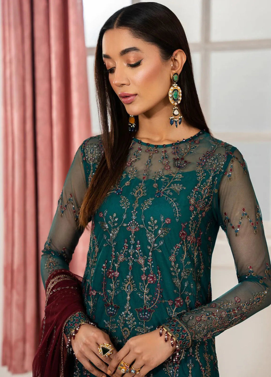 Heer by Zarif Embroidered Net Suit Pret 3 Piece ZR25UF Z-06 Nuha - Formals Collection