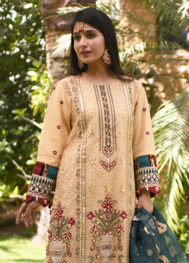 Heer by Hadia Eman Embroidered Organza Suits Unstitched 3 Piece HE21H D-06 - Luxury Collection