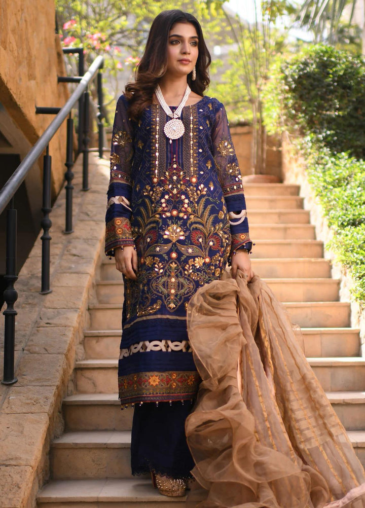 Heer by Hadia Eman Embroidered Organza Suits Unstitched 3 Piece HE21H D-08 - Luxury Collection