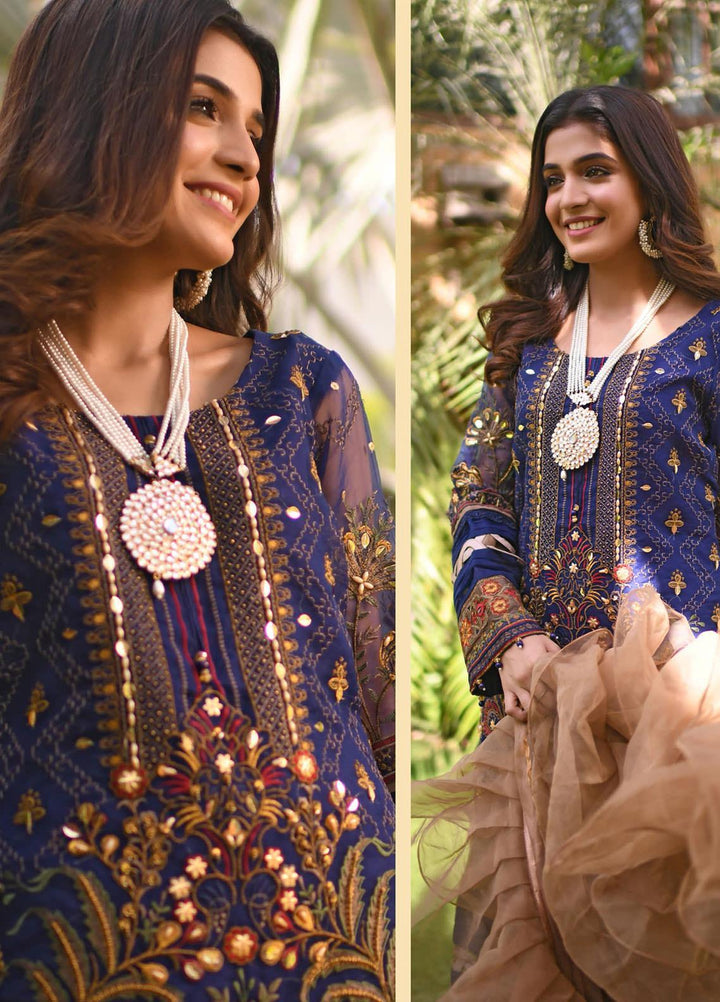 Heer by Hadia Eman Embroidered Organza Suits Unstitched 3 Piece HE21H D-08 - Luxury Collection